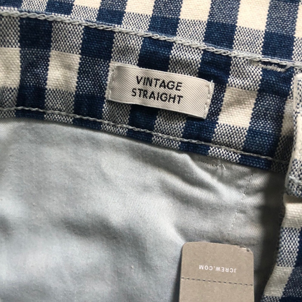J Crew Jeans Womens 26 High Rise Vintage Straight Gingham Blue White Check NEW - Picture 10 of 16